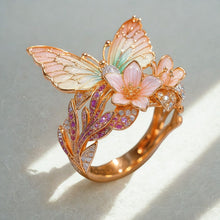 Lade das Bild in den Galerie-Viewer, Vintage-Floral-Ring – Goldenes Blütenpoem