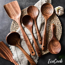 Lade das Bild in den Galerie-Viewer, EcoCook | 7-teiliges Teakholz-Küchenutensilien-Set