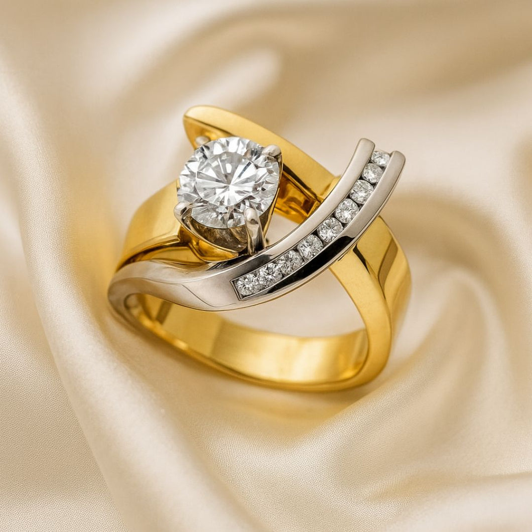 Vintage-Ring – Gold-Silber mit Zirkonia-Glanz