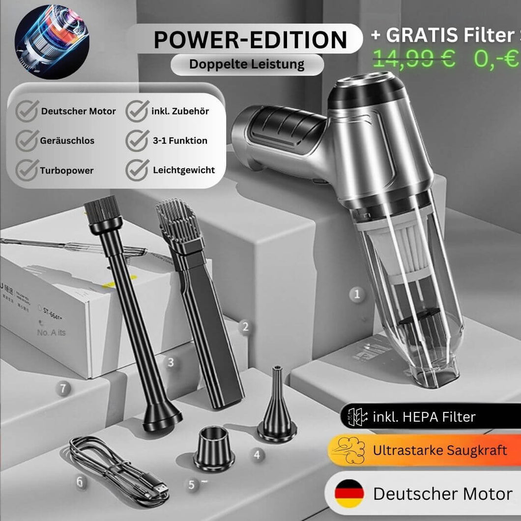 TurboClean Pro Handstaubsauger - Power Edition doppelt so viel Leistung inkl. GRATIS Filter Set