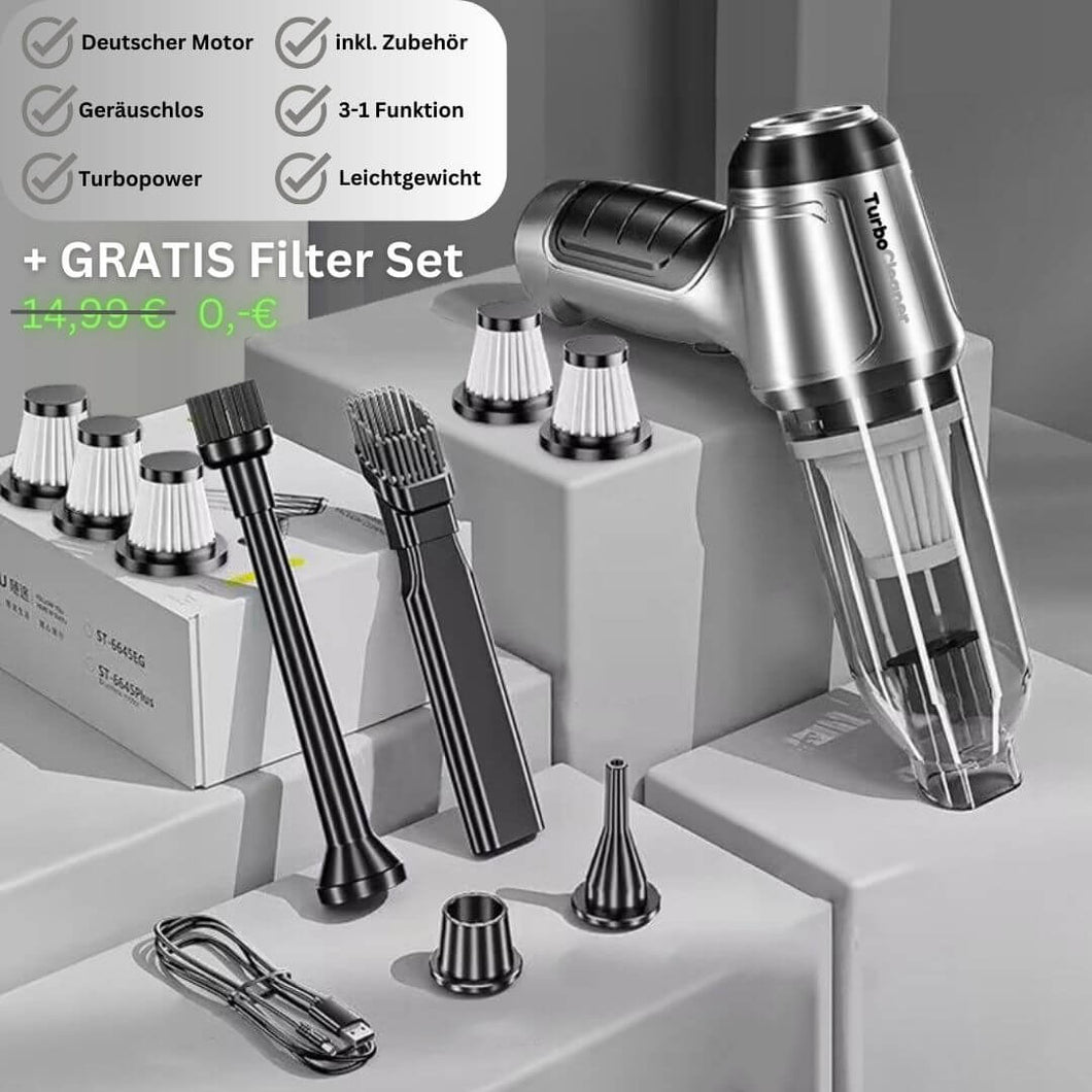 TurboClean Hochleistungs-Handstaubsauger inkl. Gratis Filterset